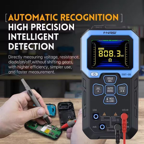 FNIRSI DMT-99 Smart &mdash; інтелектуальний True RMS мультиметр на 100000 відліків з автодіапазоном, вимірюванням AC/DC напруги, струму та температури fn-dmt-99 фото