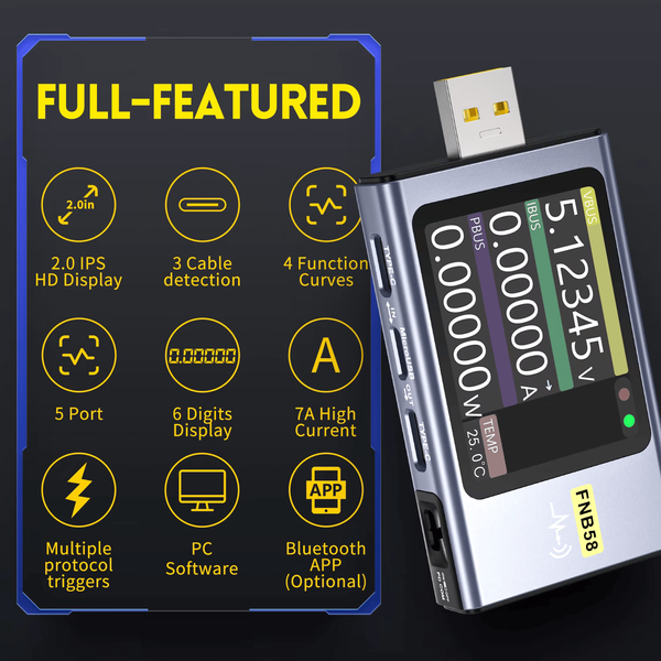 FNIRSI FNB58 &mdash; многофункциональный  USB-тестер напряжения и силы тока fn-b58 фото