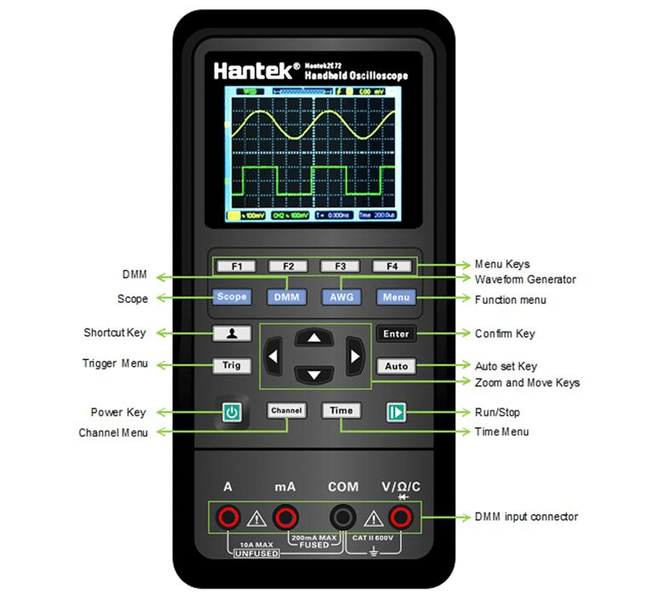 Hantek 2D42 &mdash; портативный осциллограф + мультиметр + генератор 3-в-1 hk-2d42 фото